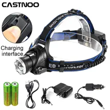CASTNOO для кемпинга, охоты, 3500 люмен T6 светодиодный налобный фонарь лампа, аварийная лампа+ 2x18650 батарея