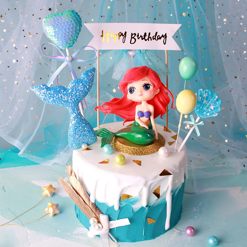 

colorful Sequins Mermaid Tail Cupcake Topper Under The Sea Wedding Party Bridal Shower Birthday Cake Decor