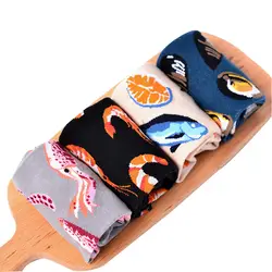 6 пар женщина мужской носок в европейском и американском стиле прилив Фирменная новинка носки личности Harajuku морепродуктов Arctic креветки