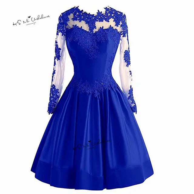 Royal blue long sleeve evening gowns formal