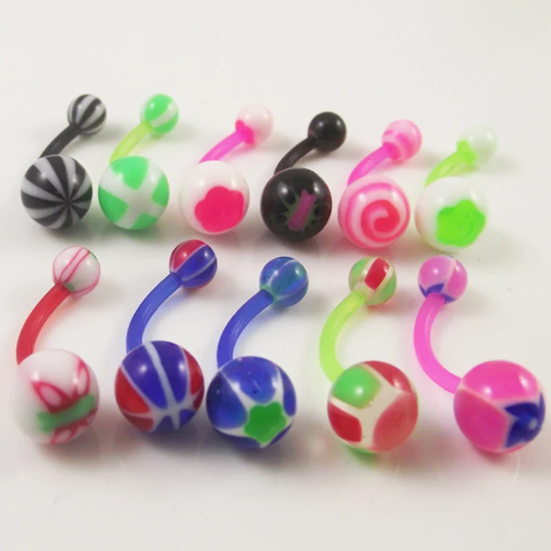 2015 new Free Shipping random 14G Ball Top Mix Novelty Flexible Belly