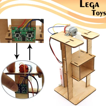 

DIY kids Science Experiment Electric Lift Science Model Kits physics technology toys,Wooden Elevator STEM Educational toys