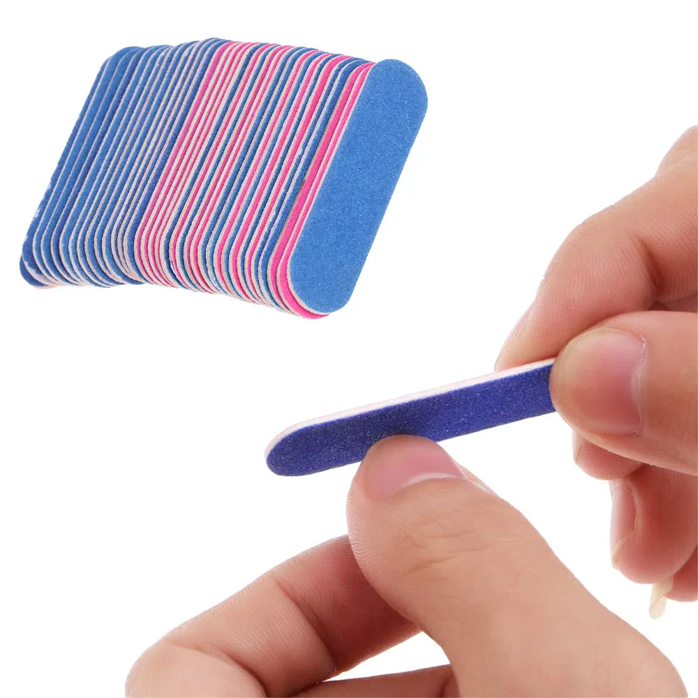 

100Pc/Set 100pcs Mini Nail Files Nail Art Tools Artificial Nail Sandpaper Disposable Cuticle Remover Buffers Slim Crescent Grit
