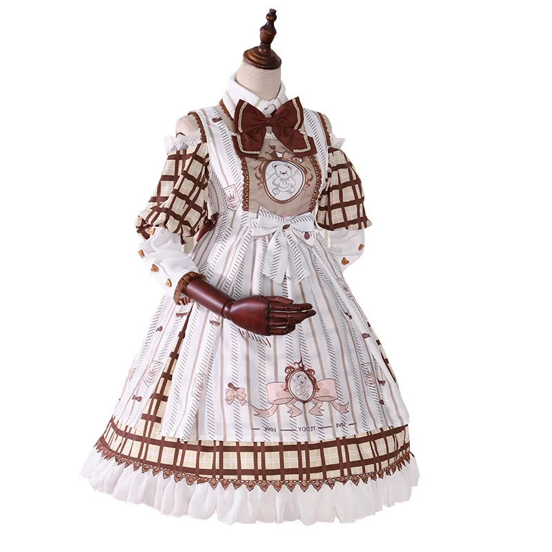 

Baby Bear Printed Retro Style Lolita Chiffon Dress Vintage Party Dress