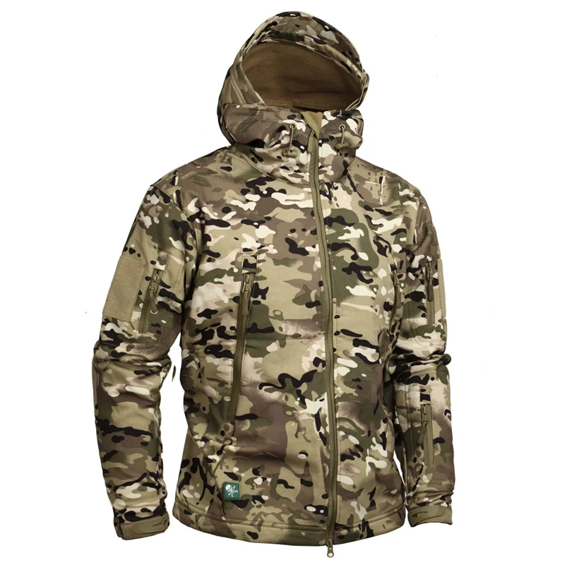 

Brand Camouflage Military Men Hooded coat, Sharkskin Softshell US Army Tactical Multicamo, Woodland, A-TACS, AT-FG jacket