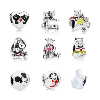 

silver Bead Charm European Mickey and Minnie charm Bead Fit Women Bracelet DIY Jewelry