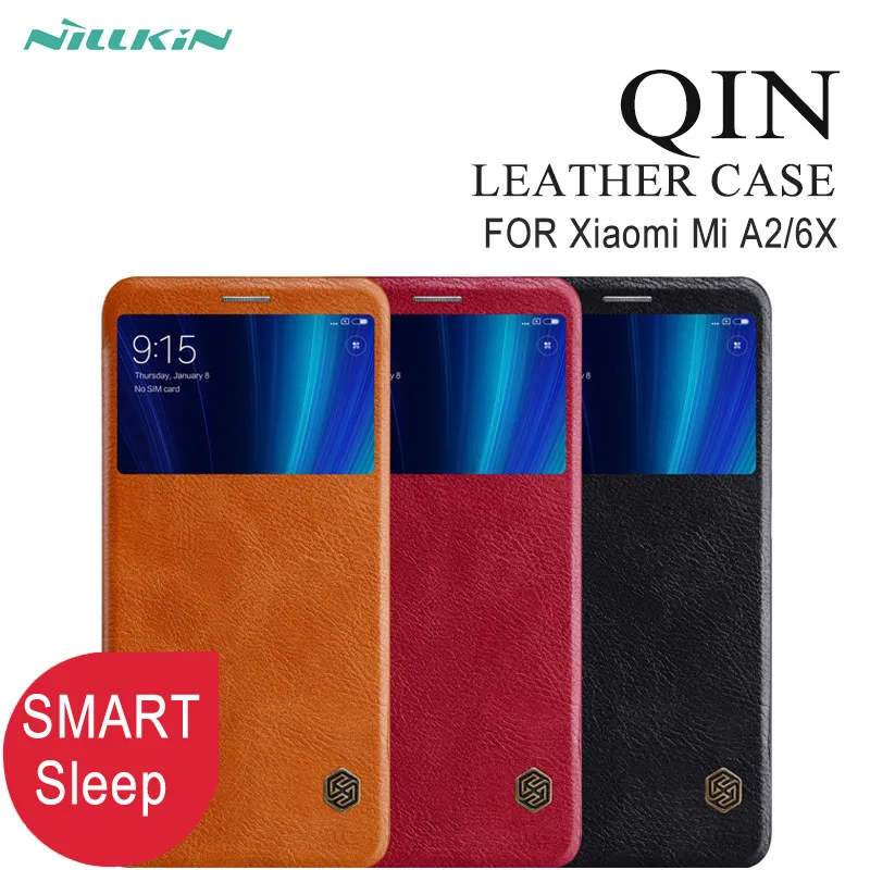 

Smart Case For Xiaomi A2 Nillkin Qin Series PU Leather Flip Case Cover for Xiaomi 6X Mi A2 Genuine Flip Leather Case