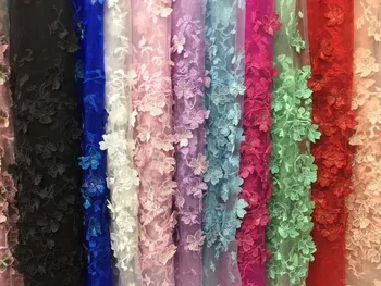 

French net lace fabric L1718 embroidery African tulle mesh lace fabric for wedding