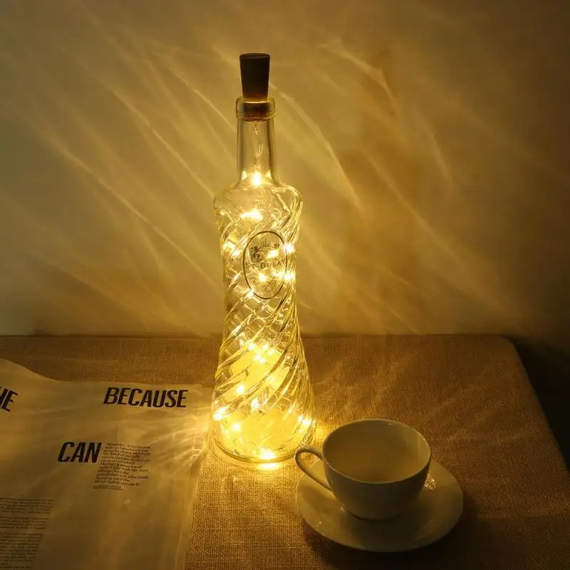 

2M 15 LED Copper Wire String Light with Bottle Stopper for Glass Craft Bottle Fairy Valentines Wedding Party Decoration