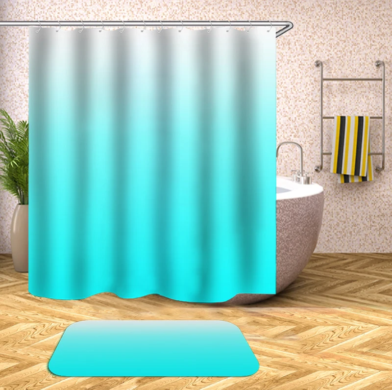

Gradient Print Waterproof Shower Curtain Polyester Fabric Bath Curtain Home Bathroom Curtains with 12 Hooks Shower Curtains