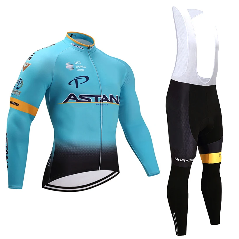 

2018 ASTANA TEAM CYCLING Jersey 9D gel pad bike Pants set ropa ciclismo mens Winter Thermal Bicycle Maillot Culotte clothing