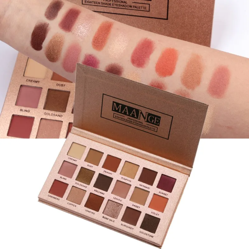 

18 Colors Shimmer Eye Shadow Palette Include 6 Brushes Glitter Eye Shadow Powder Matte Eyeshadow Cosmetics Makeup L8