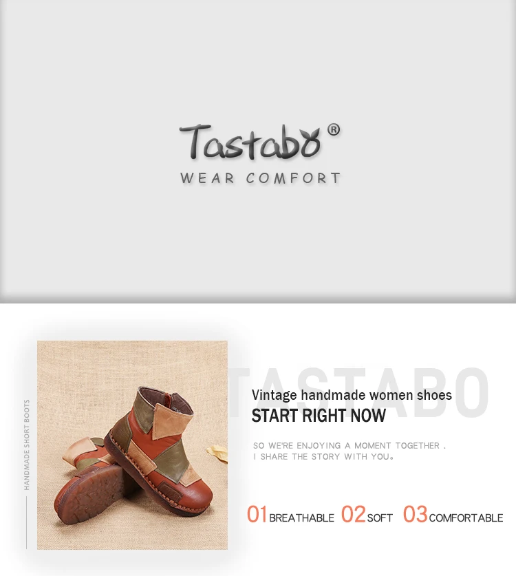 Tastabo/модная дизайнерская обувь; женские Разноцветные Повседневные ботильоны ручной работы в стиле ретро; женская обувь из натуральной кожи на плоской подошве