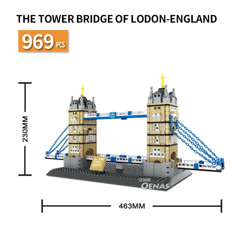 

969PCS Architecture Landmark Tower Bridge of London Building Blocks Construction Brick DIY kids toys fit legoed children gift