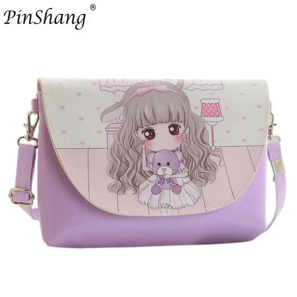 Pinshang Children Girl Shoulder Bags Cartoon Printing Mini Pu Leather Crossbody Princess Messenger Bag Hot New Zk30 huismerk kopen in de aanbieding