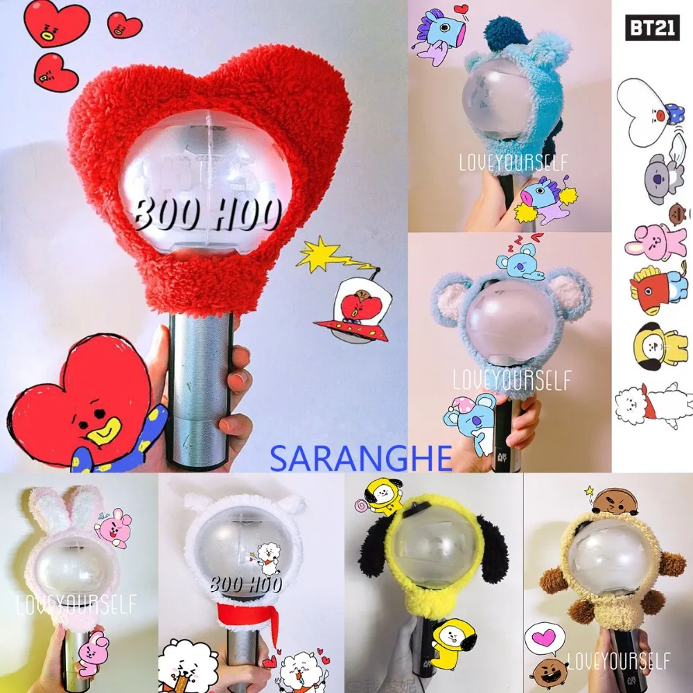 

KPOP Bangtan Boys BTS ARMY Bomb Ver 3 Ver 2 BT21 Chimmy Koya COOKY TATA Light Stick Plush Case Head Cover Headband LightStick