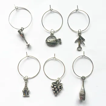 

Set of 6PCS Wine charms New Fashion Design Wine Glass Charms Rings Marker Christmas Wine Glass Marker Charms
