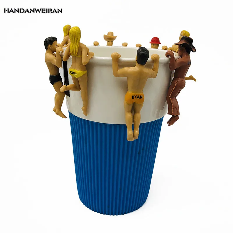 

HANDANWEIRAN 10Pcs/Sets 2019 Hot Funny Toys Creative Simulation Characters Cup Along Pendant Doll Micro-View Cup Hang Model Toys