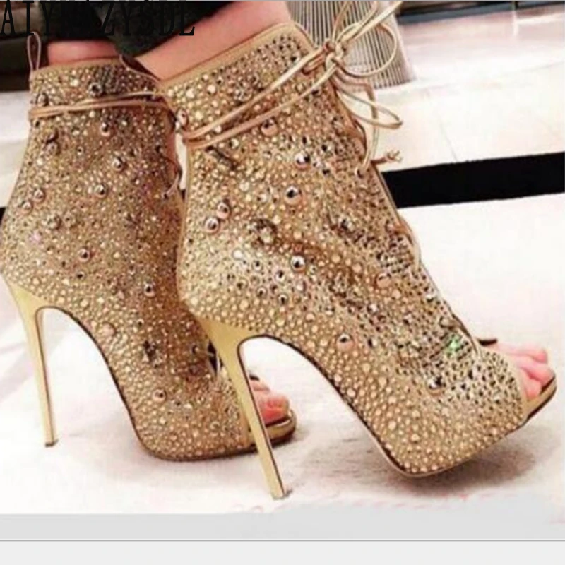rhinestone closed toe heels