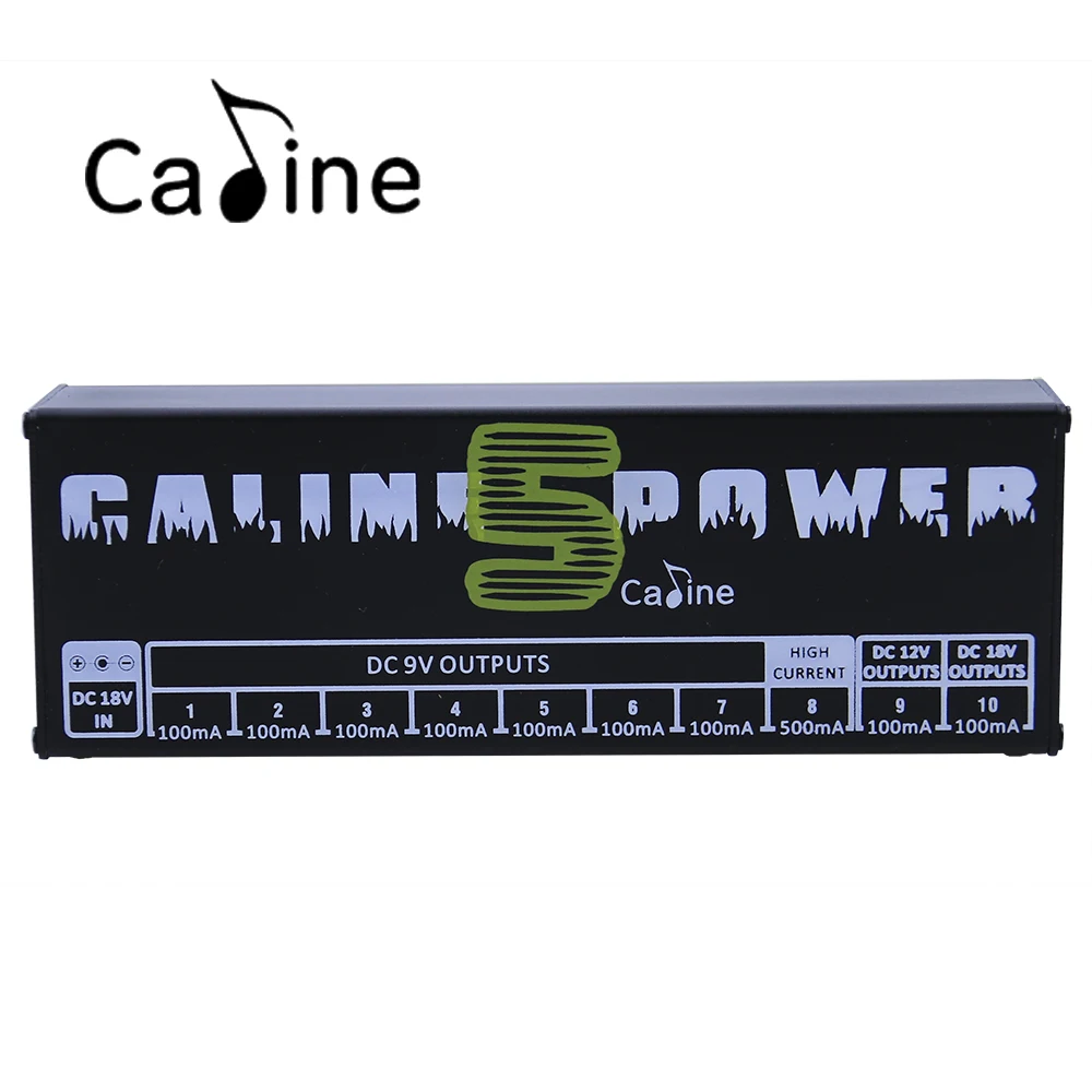 

Caline CP-05 Guitar Effect Pedals Power Supply 10 Isolated Outputs (8 Way DC 9V & 1 Way DC 12V & 1 Way 18V) Voltage Protection