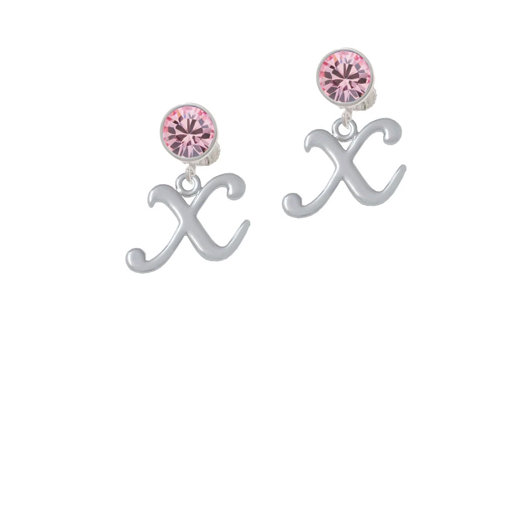 Small Gelato Script Initial - X - Crystal Clip On Earrings (3)