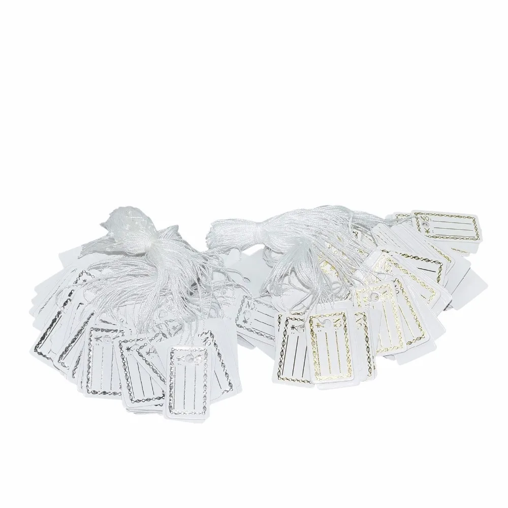 1000PCS Merchandise Price Tags White Blank Paper Strings Strung 24x18mm