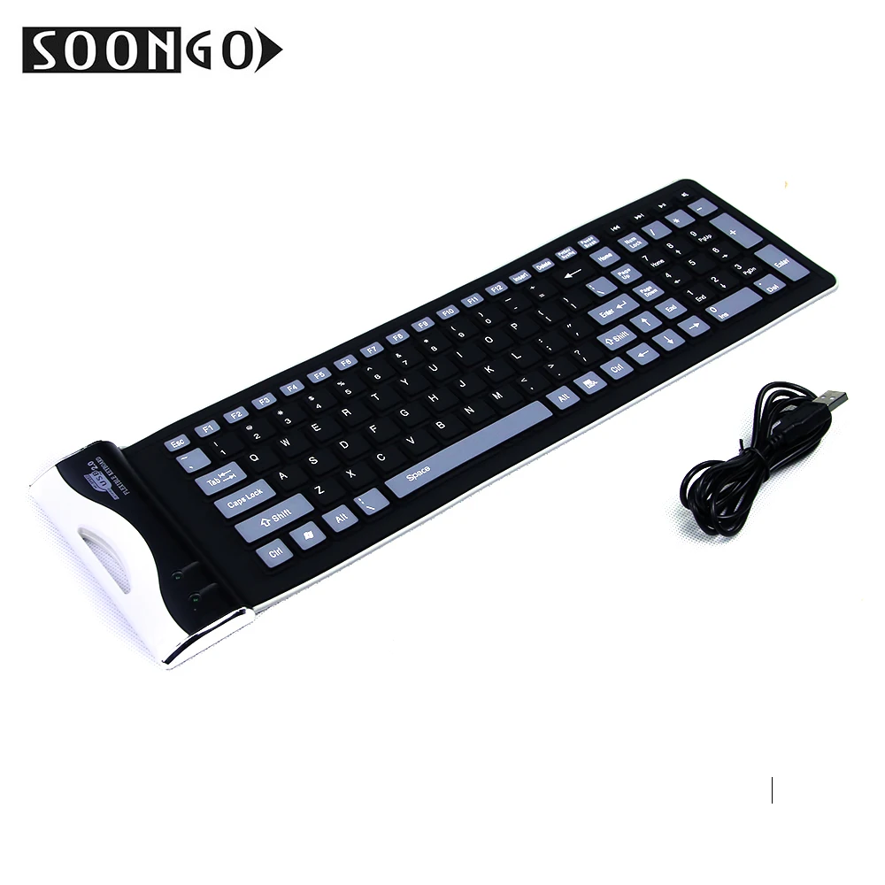 Foldable Flexible Wired Slim Silicone Keyboard Teclado Soft Gamer Universal Portable Mini Roll-up Black PC Desktop Laptop New (2)