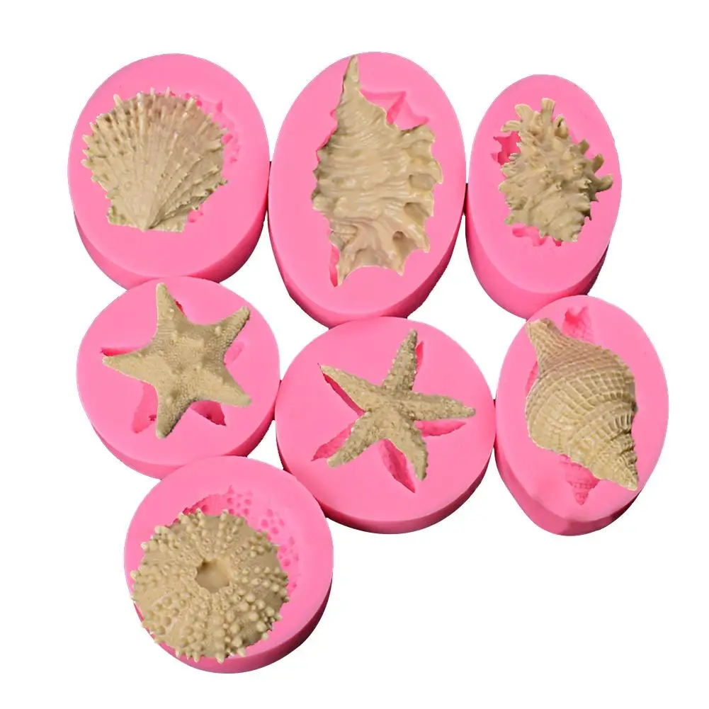 

Ocean Series Pearl Conch Starfish Shell Seashell Silicone Mold Fondant Cake Baking Mould Handmade Soap Mold