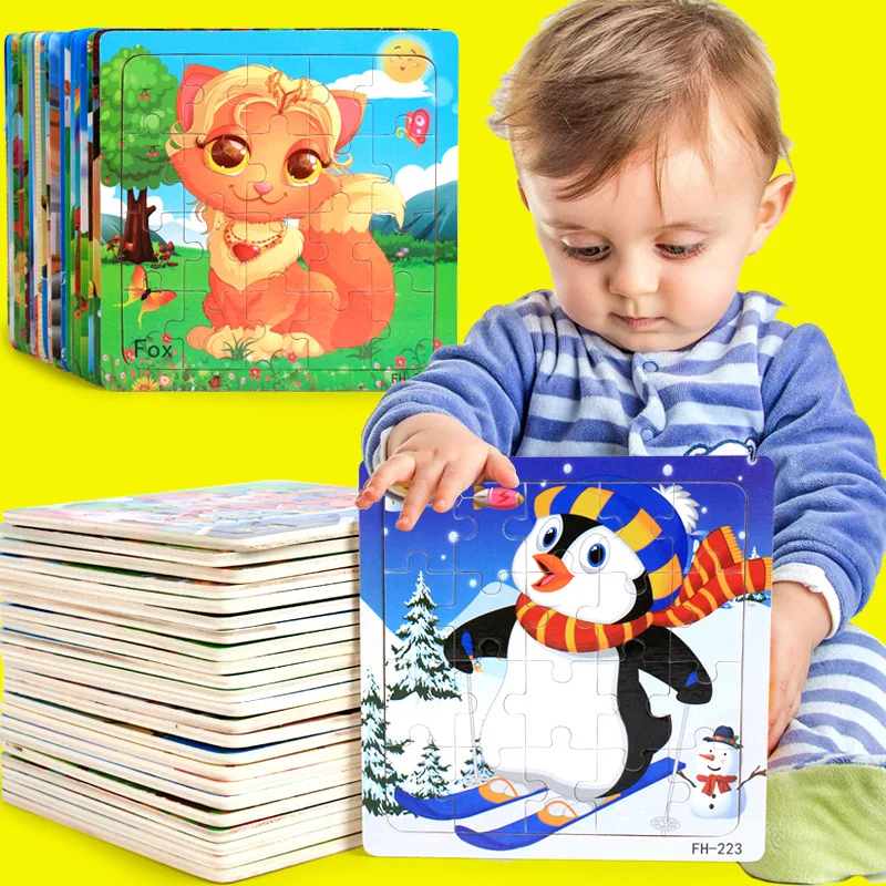 

Clearance Sale Wooden 3D Puzzle Toys for Kids Baby Educational Wood Toy High Quality Cartoon Animal Children Puzzles