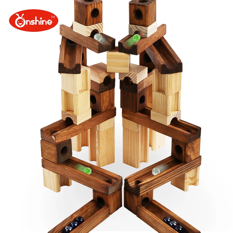 

Children Enlighten Education Toys Wood Marbles Building Rail Ball Blocks Rollercoaster Style Construction Puzzle Toy
