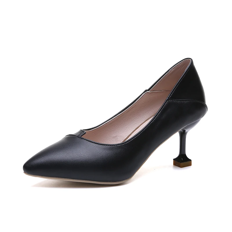 

Women Shoes Pointed Toe Pumps Leathe Leisure Dress Shoes High Heels Wedding Shoes Shallow Party OL Slip On Work Pumps Thin Toe