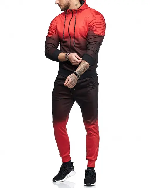 Tracksuit Men 2 Pieces Set Fashion Hoodies And Fitness Pants Sportswear ...