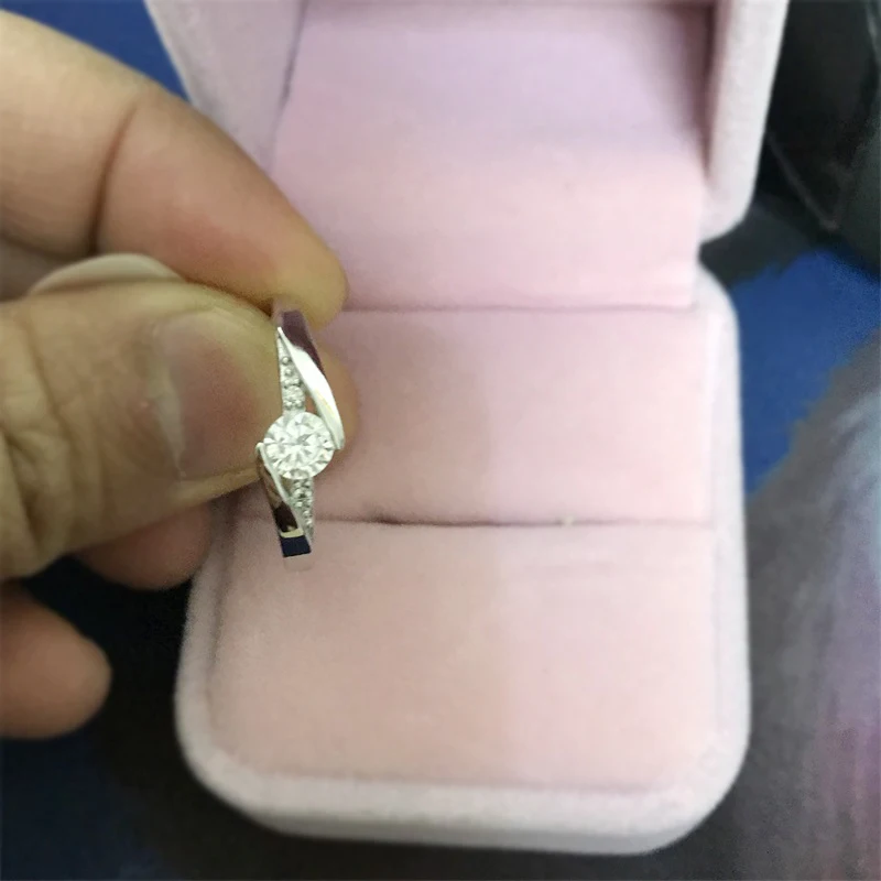 Yhamni Fine Jewelry натуральный чистый 925 Серебряное кольцо Топ 0,5 карат CZ Циркон Обручение обручальные кольца для Для женщин подарок J500036