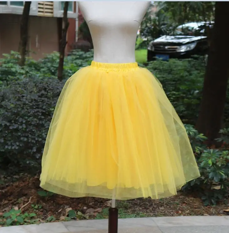 Тюлевая юбка принцессы, пышная Женская Лолита, белая сетчатая юбка, балетная юбка для девочки, 5XL размера плюс, черная одежда для рождественской вечеринки, танцевальная одежда - Цвет: Цвет: желтый
