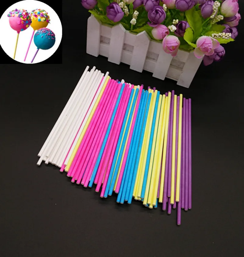 100Pcs Lot Cake Decoration Mold 5 Colors Pop Sucker Sticks