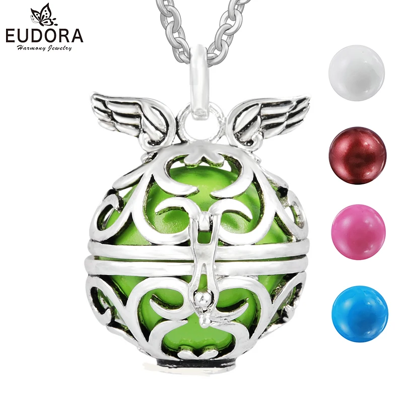 

Eudora Jewelry Angel Wing Style Fashion Sound Bell Openwork Cage Pendant fit Harmony Bola Ball Necklace Angel Caller Pendants