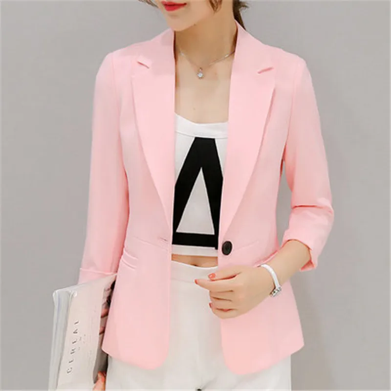 2018 New Korean Style Women Blazers And Jackets Full Solid
