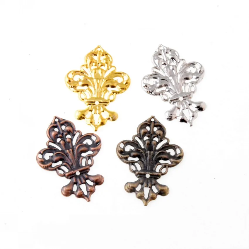 

Free shipping 20Pcs Filigree Wraps Connectors Metal Crafts Decoration DIY Findings Ancient Hollow 35mm x 50mm