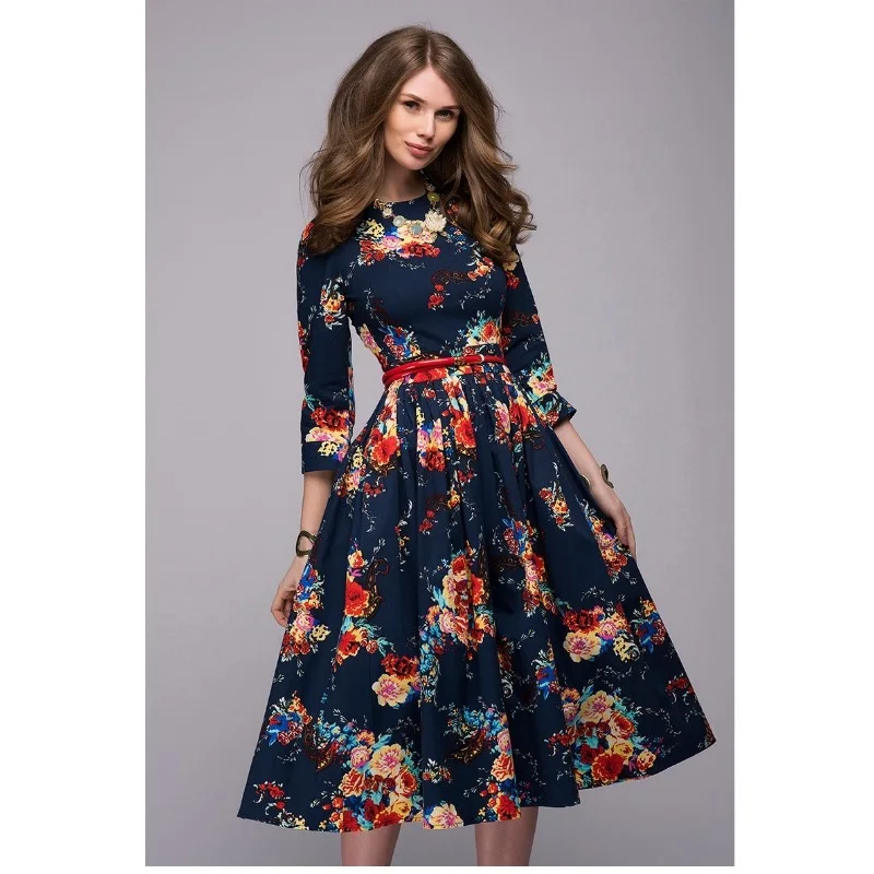 Women casual knee length dress 2018 new 