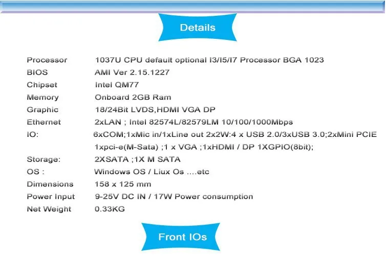 Материнская плата с процессором VGA I5 и драйвер материнской платы 4 * USB 3,0