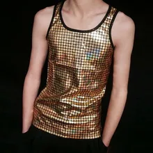 Новое поступление Повседневное Для мужчин топы блестками модные хлопковые Для мужчин s танки хип-хоп Show футболки Этап одежда