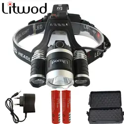 Litwod Z30 12000LM светодиодный 3X XM-L T6 светодиодный налобный фонарь фонарик факел лампы Многофункциональный зум водонепроницаемый фар