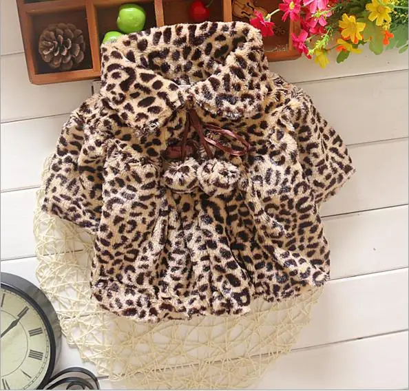 

2017 New high quality baby girl's winter leopard coat JS006