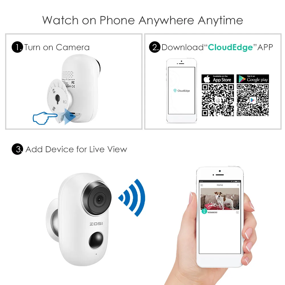  ZOSI WiFi Camera Rechargeable Battery Powered 720P/1080P Full HD Outdoor Indoor IP65 Weatherproof S - 32945513590