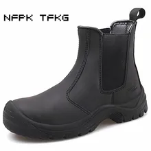 Мужская Роскошная модная рабочая обувь со стальным носком размера плюс; Рабочая обувь из натуральной кожи на платформе; мужские ботильоны