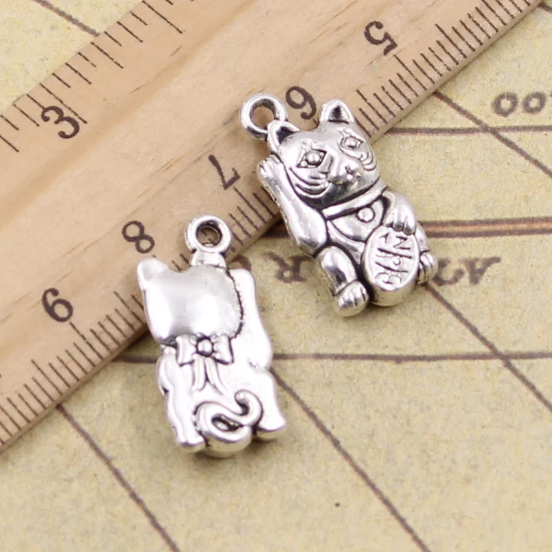 

5pcs/lot Charms lucky cat 23x11mm Tibetan Silver Pendants Crafts Making Findings Handmade Antique Jewelry DIY for Necklace