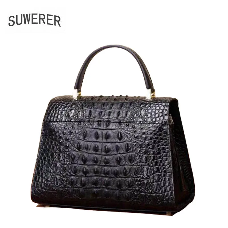 

SUWERER2018 new luxury fashion high-grade leather crocodile pattern shoulder bag brand name product 100% high quality