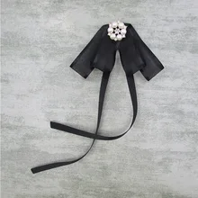 Европейский стиль, с бантом для свадьбы, полиэстер, жемчужный бант, Женский студенческий галстук-бабочка, классический галстук-бабочка, лента, бант, черный цвет