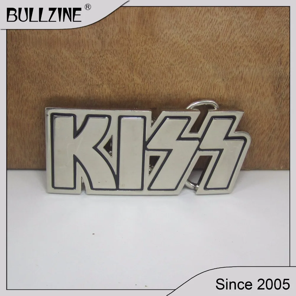 

The Bullzine Kiss music belt buckle with silver finish plating FP-01819 with 4cm width loop