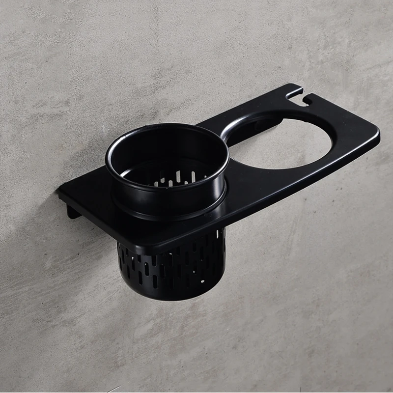 

Hair Dryer Holder With Cup Households Rack Hair Blow Dryer Shelf Metal Wall Mount Bathroom Accessories Hair Dryer Rack